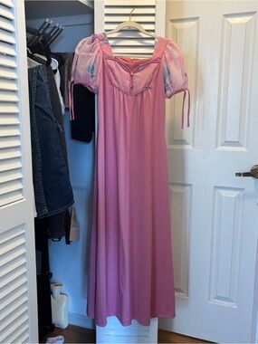 Pink Puff-Sleeve Maxi Dress - vintage Muu Muu
